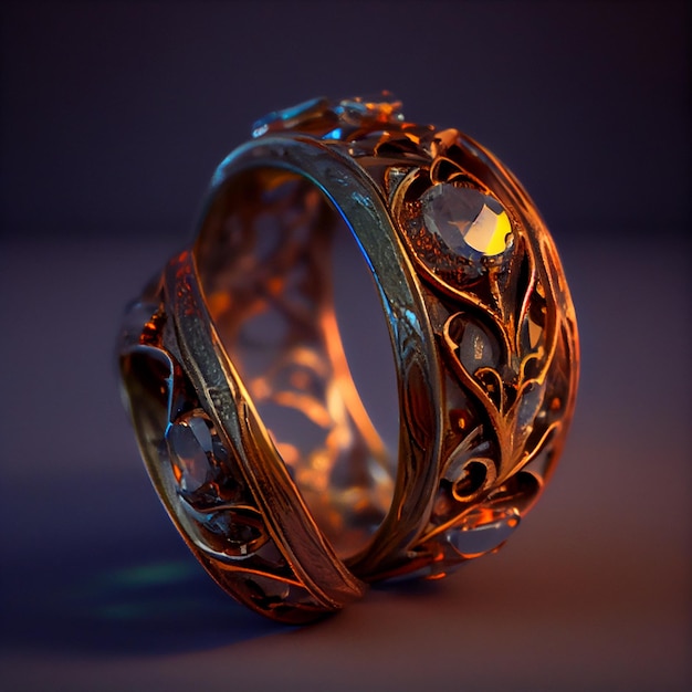 Золотые кольца 3d Generative AI