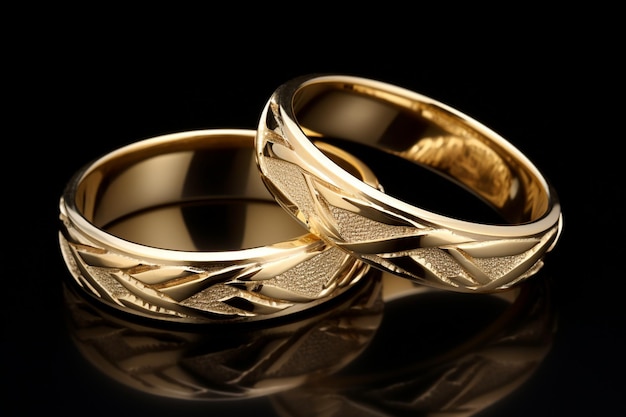 Gold rings with a gold band and gold ring