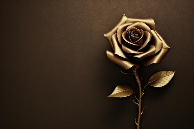 Gold rose on brown earth tone background