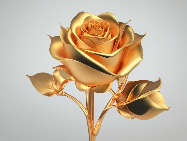 Gold rose on transparent background Generative AI