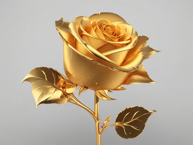 Gold rose on transparent background Generative AI