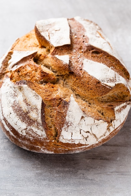 Gold rustic crusty loaves of bread and buns