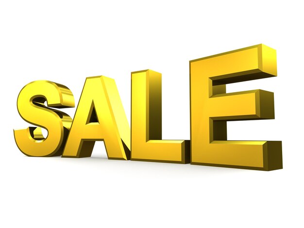 Gold sale word on white background