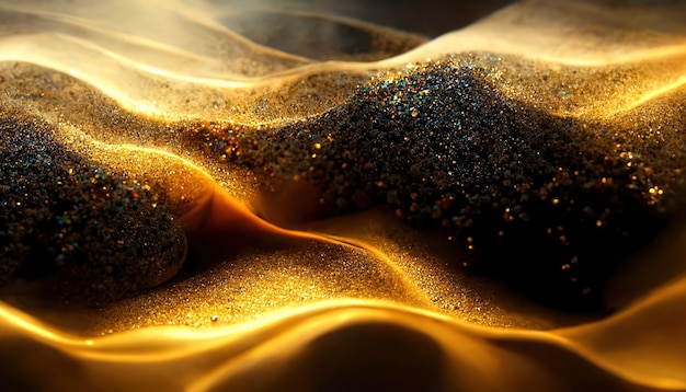 Золотой песок размытие блеск боке светлое сверкающее зерно