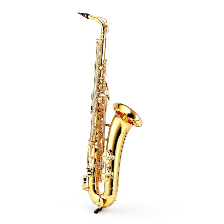 Photo a gold saxophone on a white background