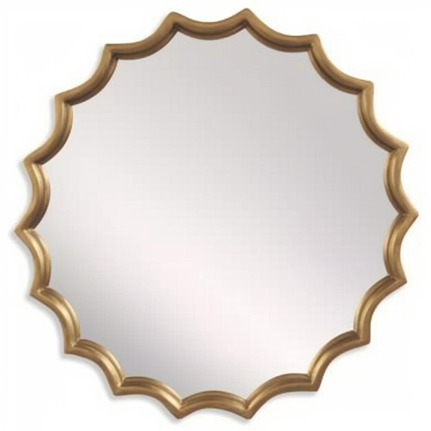 a gold scallop mirror with a white background generative ai