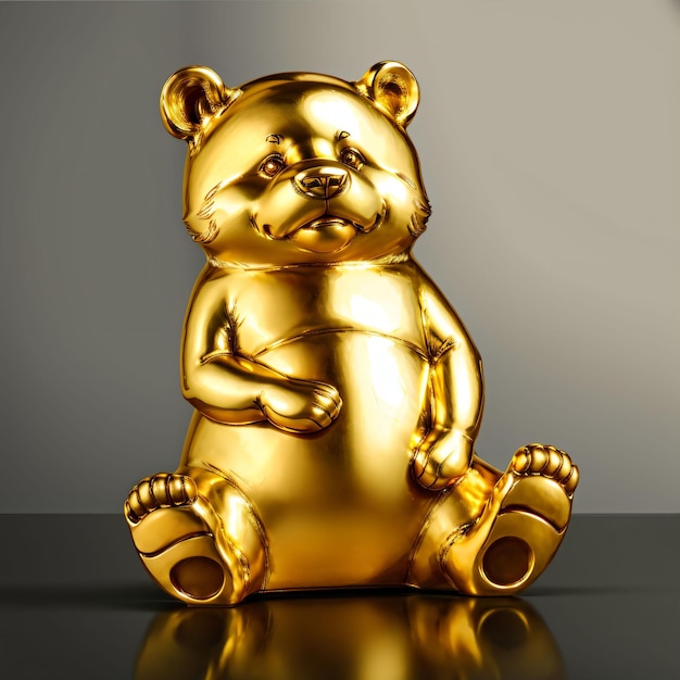 Foto scultura in oro di un orso