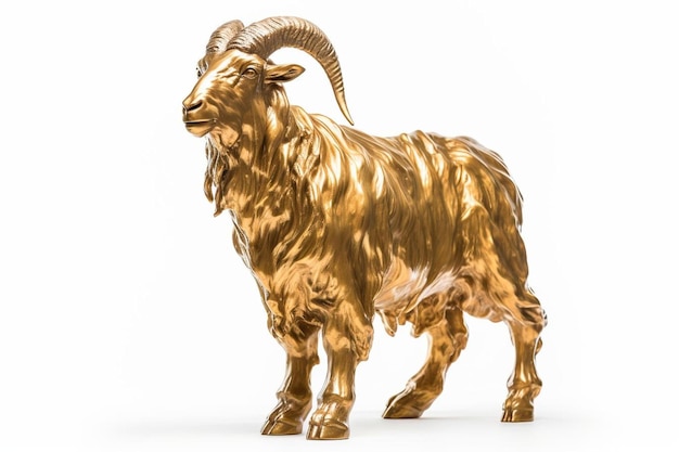 a gold sheep with a goat on it
