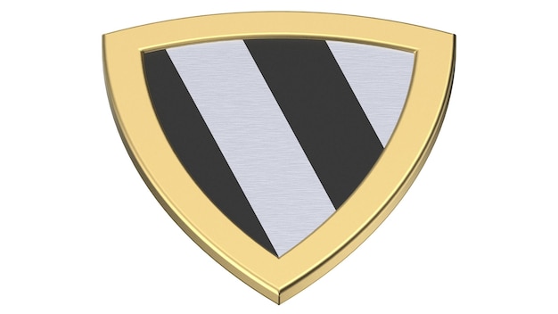 Gold shield medieval 3d stripes illustration render