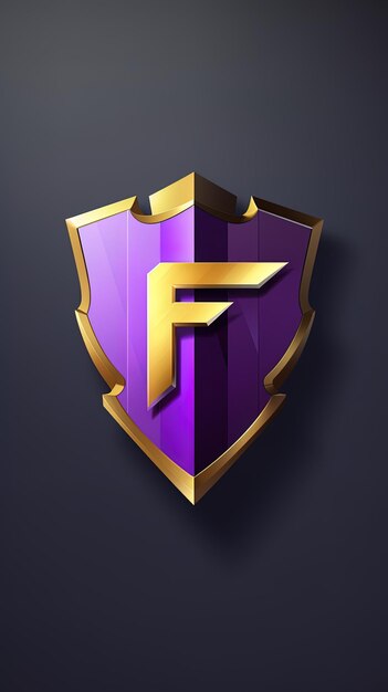 a gold shield with the letter f on it