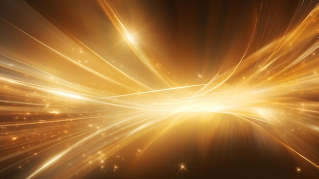 Gold shining light lines abstract background