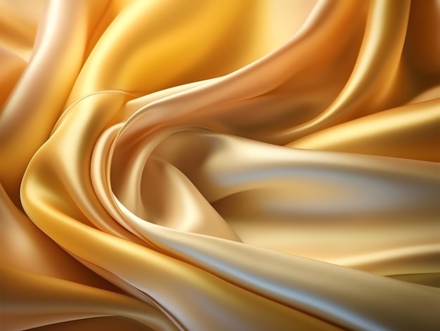 Gold silk fabric that is blowing in the wind.