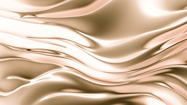 Seta oro o tessuto con riflessi dorati metallici. sfondo di lusso. illustrazione 3d, rendering 3d.