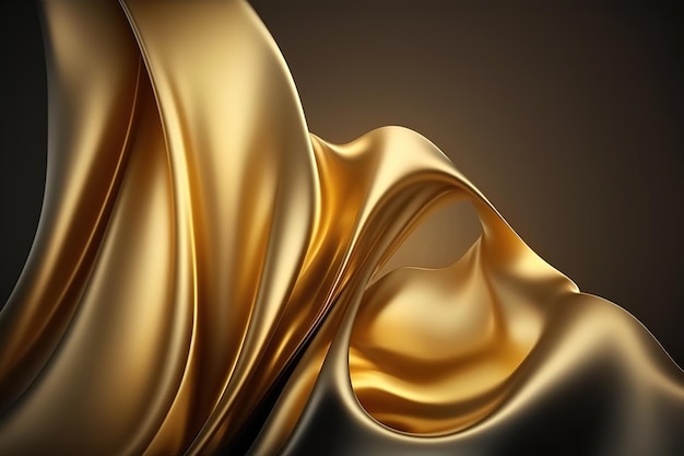 Gold silk fabric with a soft wave of light and shadow.