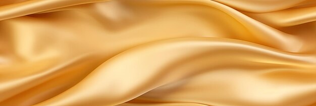 Photo gold silk satin soft folds fabric gold luxury background space for designwavy linesbanner widelong flat lay top view table beautiful elegant