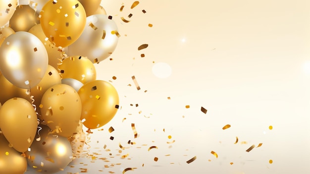 gold and silver background with balloons