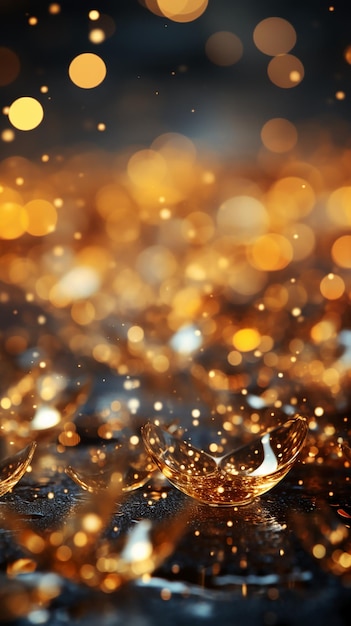 Photo gold and silver bokeh lights backround ai generative