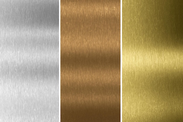 Gold silver and bronze collection Metal background 3d rendering