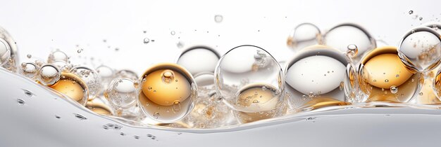 Photo gold and silver bubbles isolated on white background