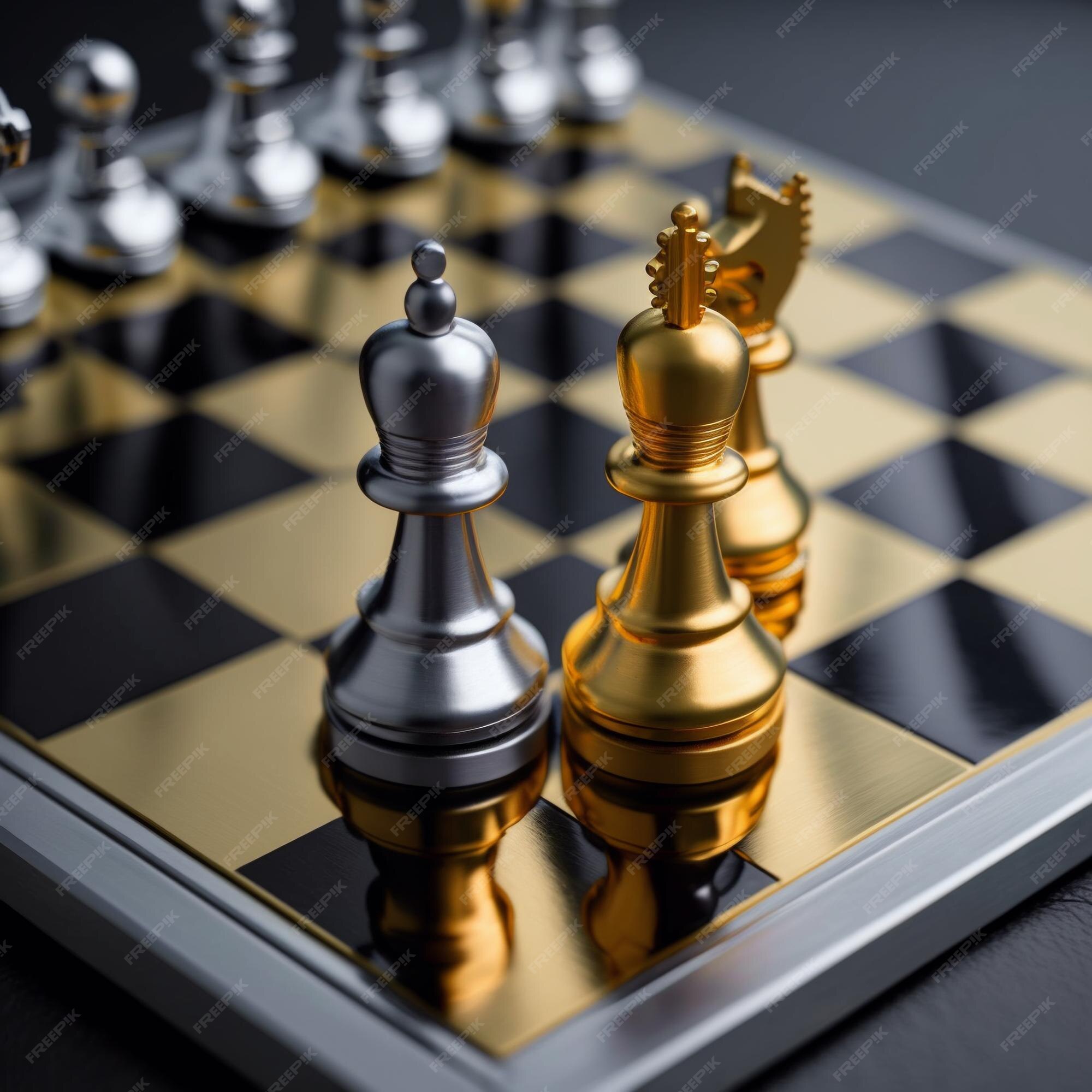 Free Photo  Gold and silver chess on chess board game for business  metaphor leadership concept