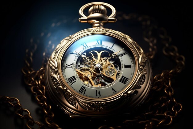 Photo a gold and silver clock face with roman numerals on it