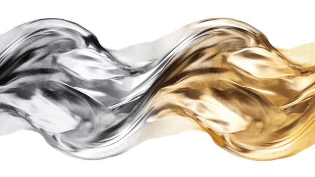 A gold and silver colored liquid is being poured into the air.