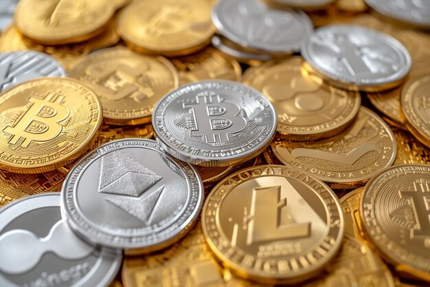 Photo gold and silver crypto currencies