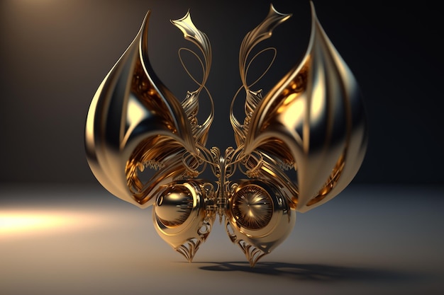 A gold and silver dragon head sculpture