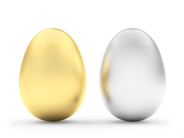 Photo gold and silver easter eggs