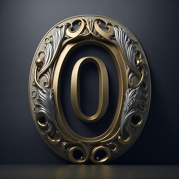 A gold and silver emblem with the number 0 on it.