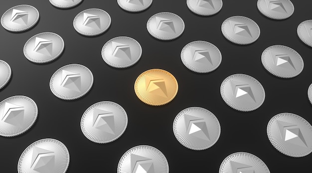 Photo gold and silver ethereum cions black background