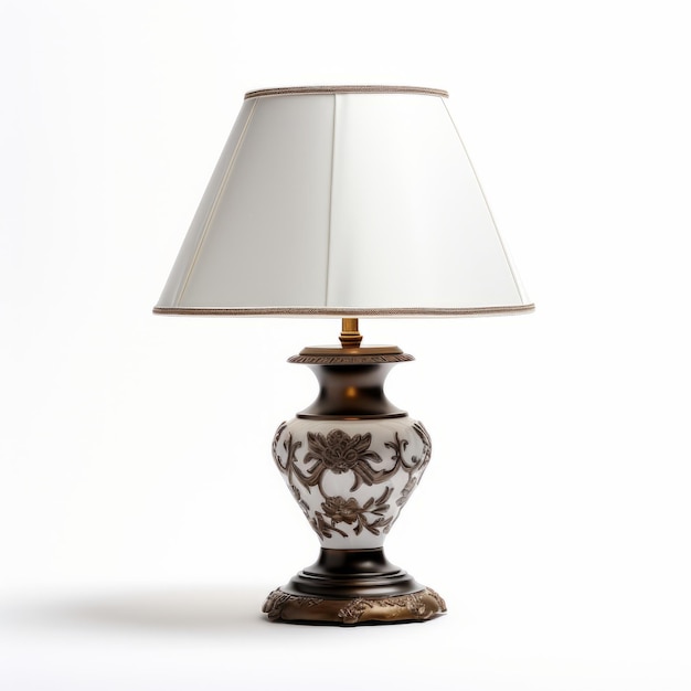 Gold And Silver Lamp With Porcelain Style On Clear Background