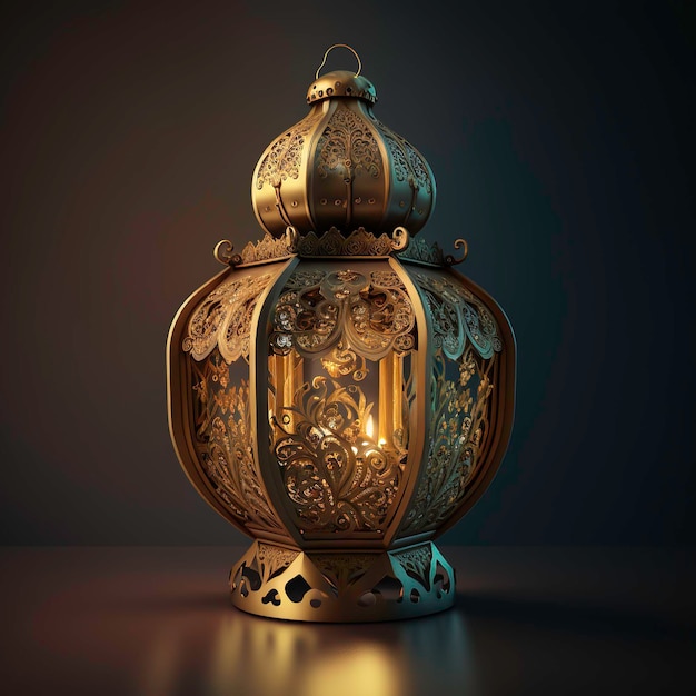 A gold and silver lantern with a candle in the middle.