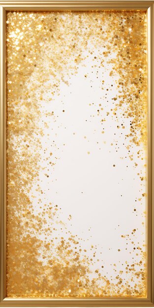 gold and silver mirror with gold glitter and a white background