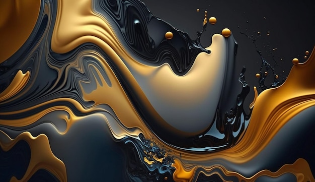 Gold and silver painting with a black background