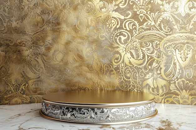 Gold and Silver Plate on Marble Counter