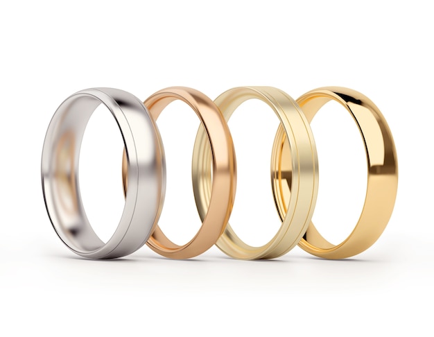 Gold and silver rings isolated