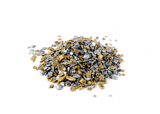 Gold and silver sweet sprinkles isolated