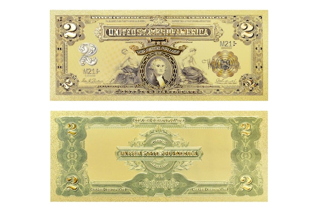 Photo a gold and silver united states of america banknote.