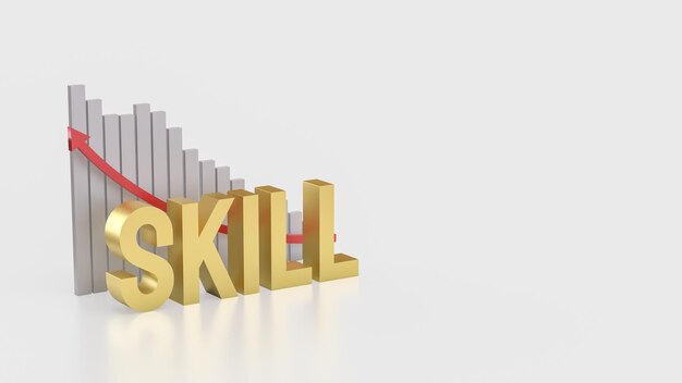 The Gold skill and chart for Business concept 3d RenderingxA