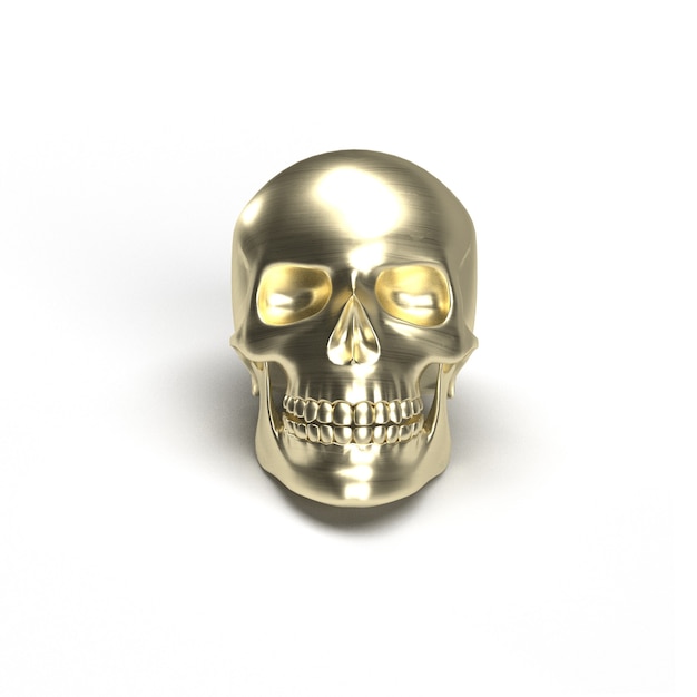 gold skull chrome on white isolated