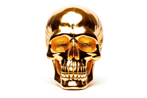 Photo gold skull isolate white backdround