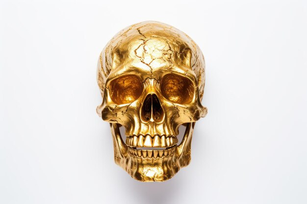 Gold skull isolate white backdround