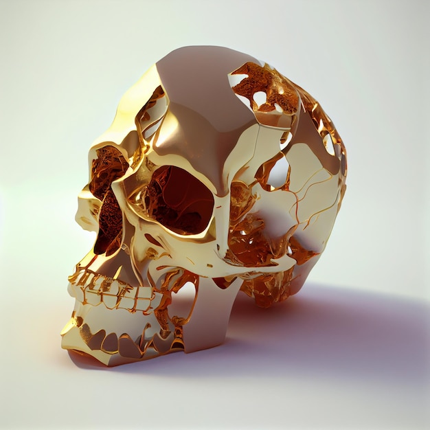 A gold skull with a large skull on it