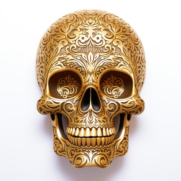 Gold Skull with red roses organic horror devil death giger epic