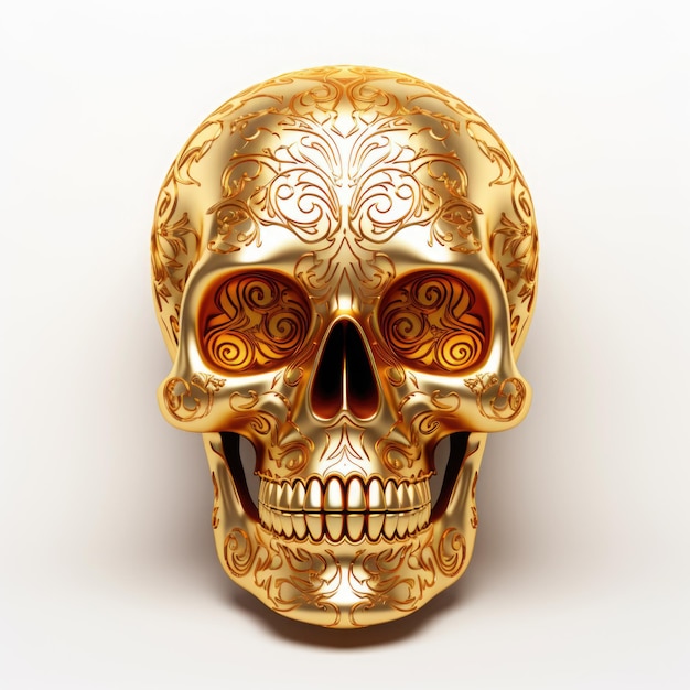 Gold Skull with red roses organic horror devil death giger epic