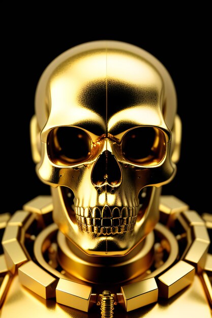 A gold skull with a skull on it