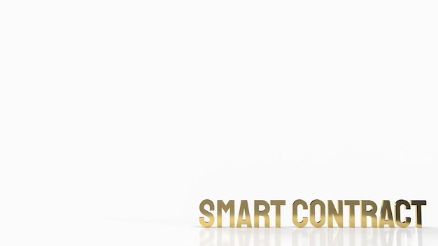 ビジネスコンセプト3dレンダリングのための白い背景の上のゴールドスマートコントラクト