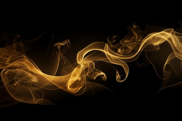 Gold smoke on black background