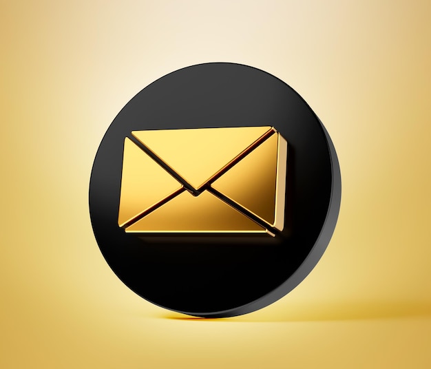 Gold sms mail notification message black icon bubble symbol or
new contact alert chat isolated